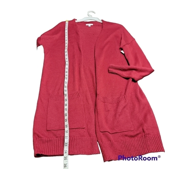 Abound Crimson Red Open Front Long Duster Cardigan Knit Sweater Size Medium Nwt - Picture 8 of 9
